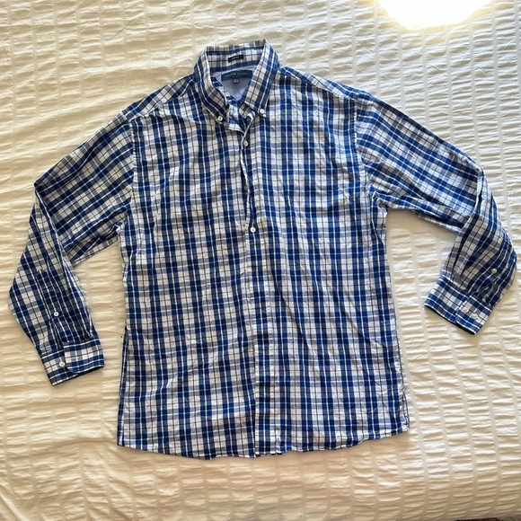 Tommy Hilfiger blue plaid button down - Picture 1 of 4